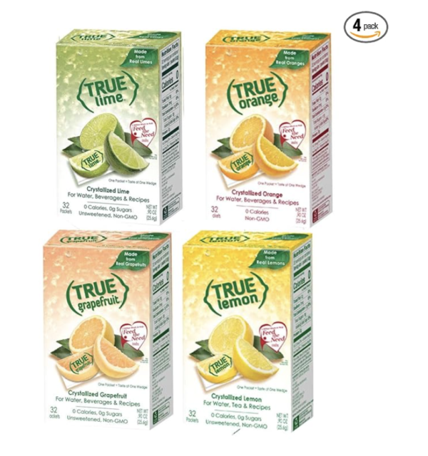 True Lemon, Lime, Orange & Grapefruit 32ct Boxes Sampler Pack (4 packs)